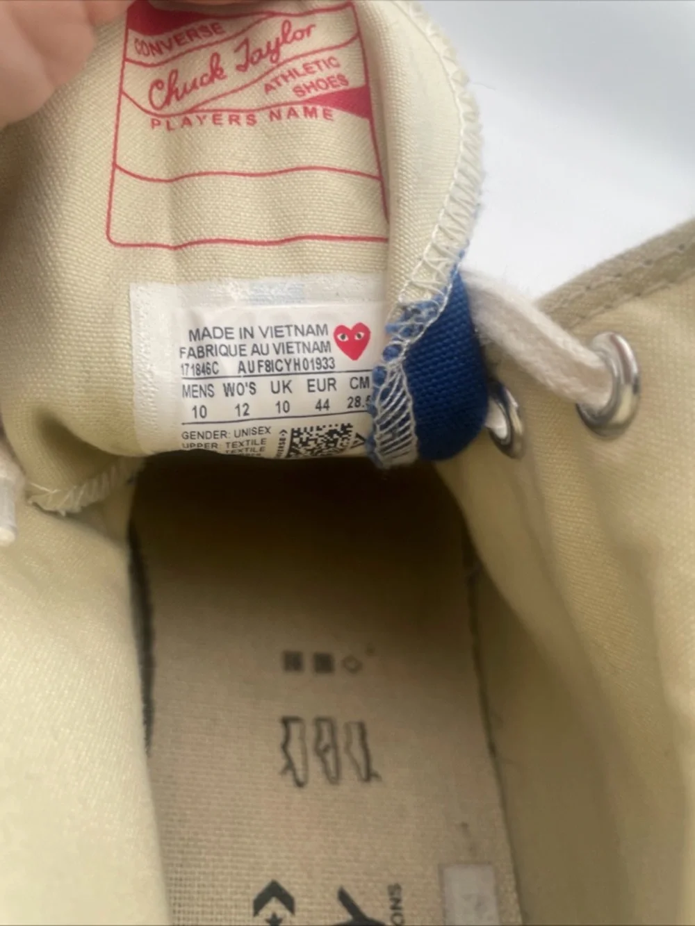 Converse Comme des Garcons Blue High-Top sneakers‎ Heart Eyes Women’s size 10